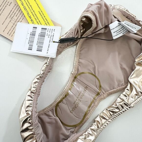 Adriana Degreas Metallic Gold High-Cut Structured Bikini Bottom Size Medium NWT - Picture 4 of 5